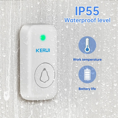 KERUI M521 Wireless Doorbell Outdoor 57 Song 300M Range Smart Home Door Bell Chime Ring 433MHz Waterproof Button Plug and Play