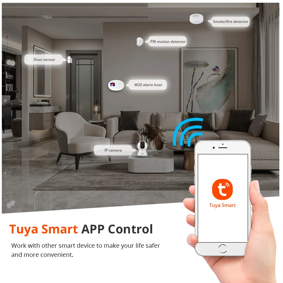 System alarmowy KERUI W204 4G Bezprzewodowy panel alarmowy do domu Tuya Smart Home Współpraca z czujnikiem otwierania drzwi Alexa Czujnik ruchu