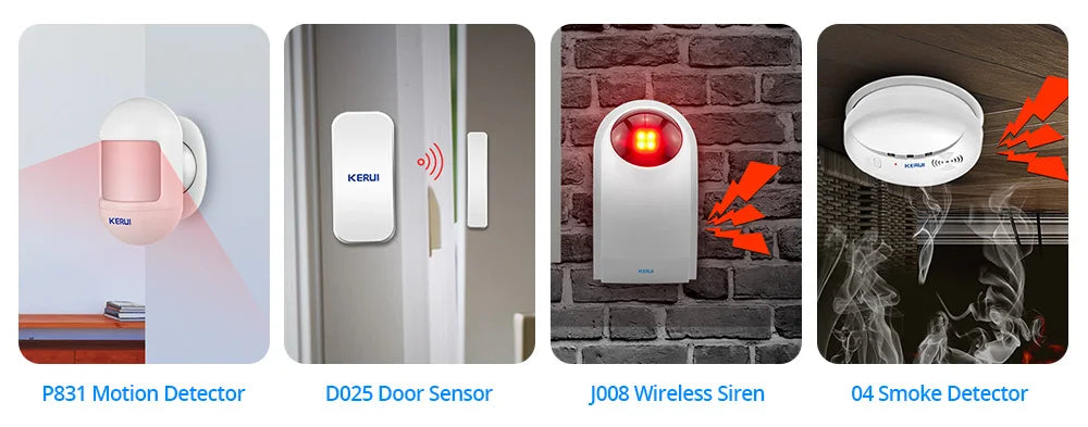 KERUI W181 System alarmowy WIFI GSM Tuya Smart APP Wsparcie Alexa Alarm bezpieczeństwa domowego Czujnik ruchu Czujnik okna i drzwi Przewodowa syrena