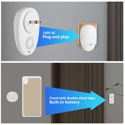 KERUI M521 Wireless Doorbell Outdoor 57 Song 300M Range Smart Home Door Bell Chime Ring 433MHz Waterproof Button Plug and Play