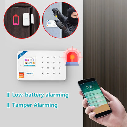 KERUI W181 Alarm System for Home WIFI GSM Alarm Support Alexa Tuya Smart Motion Sensor Door Sensor Detector Siren RFID