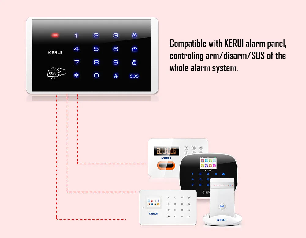 KERUI K16 433MHz Wireless RFID Touch Keyboard Keypad For W181 W184 W202 W204 GSM WIFI Home Security  Alarm System