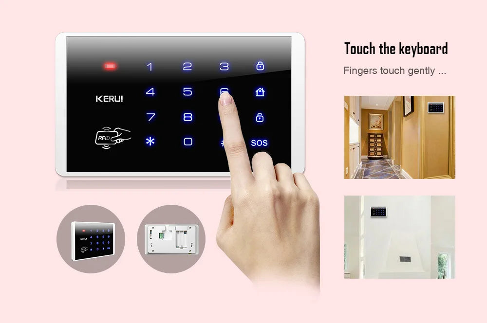 KERUI K16 433MHz Wireless RFID Touch Keyboard Keypad For W181 W184 W202 W204 GSM WIFI Home Security  Alarm System