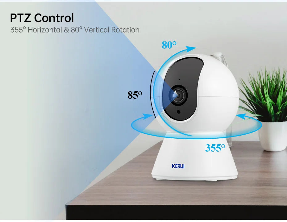 KERUI Indoor 4K HD Tuya Smart WiFi IP Camera Wireless 5MP 8MP Home Security CCTV Surveillance Camera with Side-mounted Brackets