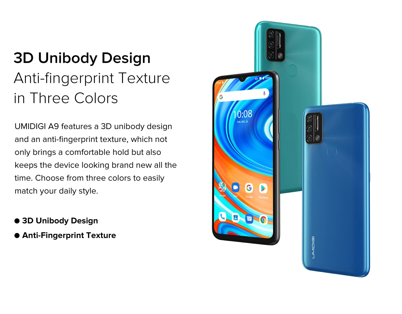 UMIDIGI A9 Smartphone Android 11 Global Version 13MP AI Triple Camera Helio G25 Octa Core 6.53" HD+ 5150mAh Cellphone