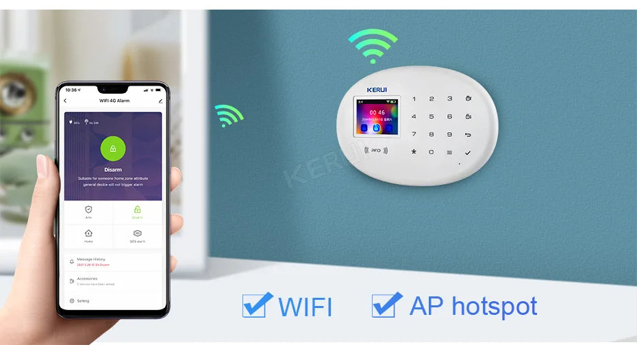 Zestaw alarmowy KERUI W204 4G GSM WIFI Tuya Smart Home Alarm Współpraca z Alexą Asystentem Google Kamera bezpieczeństwa Czujnik ruchu