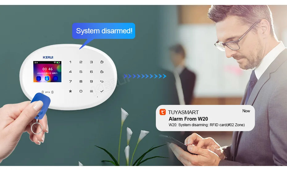 Zestaw alarmowy KERUI W204 4G GSM WIFI Tuya Smart Home Alarm Współpraca z Alexą Asystentem Google Kamera bezpieczeństwa Czujnik ruchu