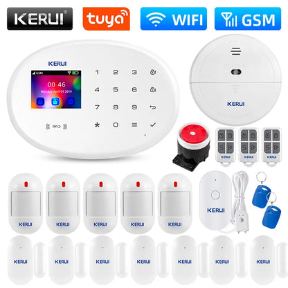 KERUI W202 WIFI GSM Alarm System Kit Security Protection Tuya Smart APP Support Alexa z czujnikiem ruchu Detektor Sprzęt AGD