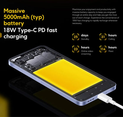 Wersja globalna POCO C65 NFC 6 GB + 128 GB / 8 GB + 256 GB MediaTek Helio G85 6,74" 90 Hz Wyświetlacz 50 MP Potrójny aparat Bateria 5000 mAh