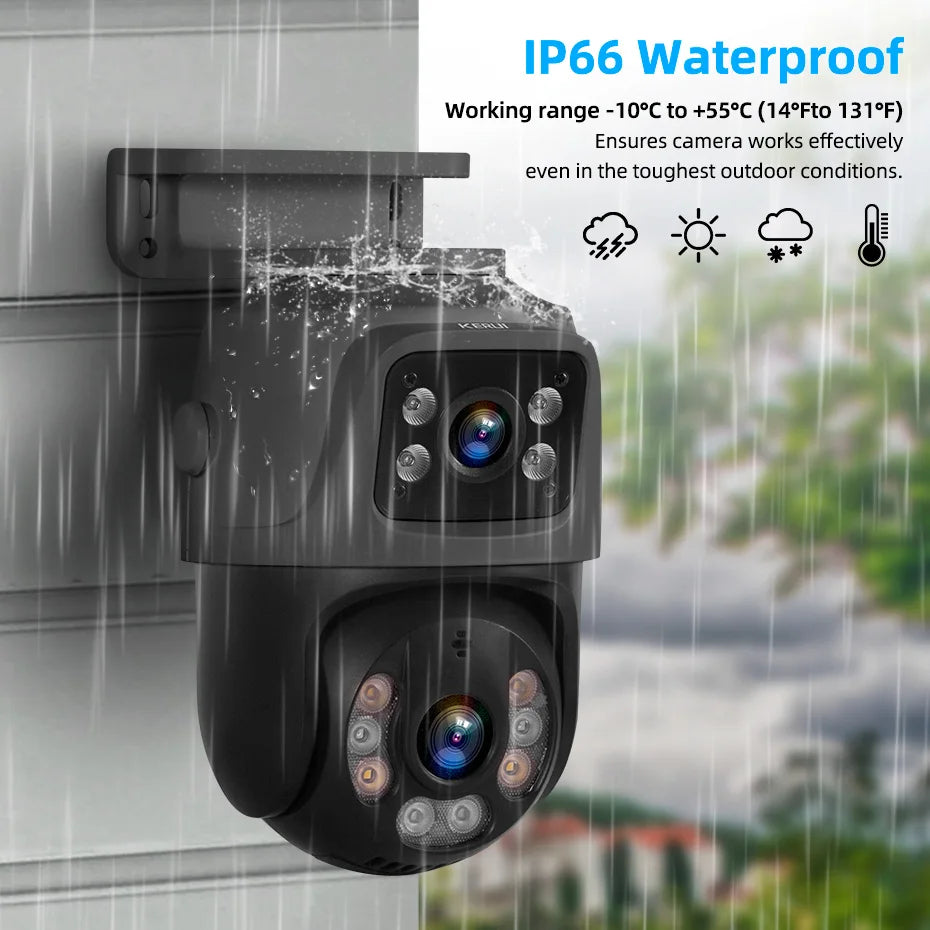 KERUI 3K 6MP Full HD Dual Lens PTZ WIFI IP Camera 16CH POE NVR Surveillance Camera System Home Security H.265 CCTV Video