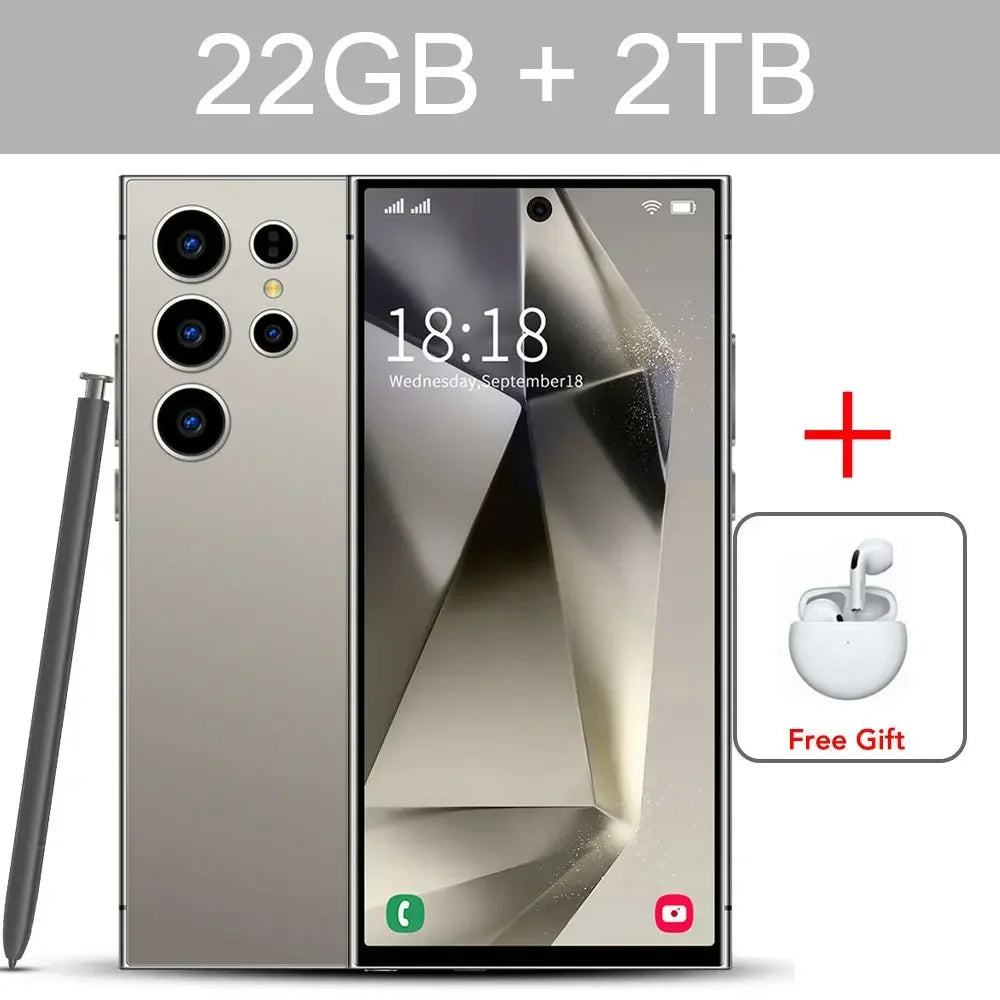 2024 S24 Ultra 7.3HD Global Version Telefony komórkowe Oryginalny smartfon 5G Dual SIM Android 14 Telefon komórkowy 7800mAh 108MP Telefony komórkowe