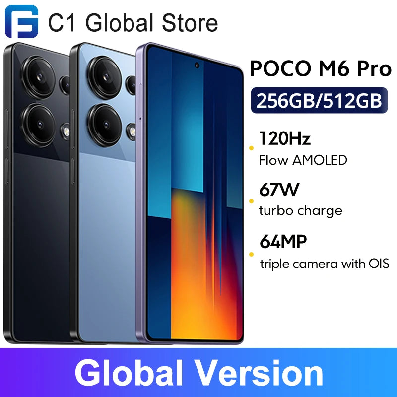 【World Premiere】POCO M6 Pro Smartphone 5000mA 67W wired charging Helio G99 Ultra 6.67 Flow AMOLED 120Hz AMOLED 64MP Camera NFC