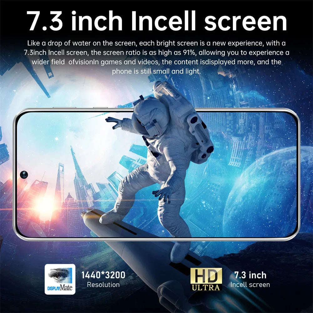 Telefony komórkowe GT10 Pro Smartfon 5G Oryginalny 7.3HD 16G+1T Dual Sim Android 14 Telefon komórkowy odblokowany 108MP 6800mAh Smartfon komórkowy