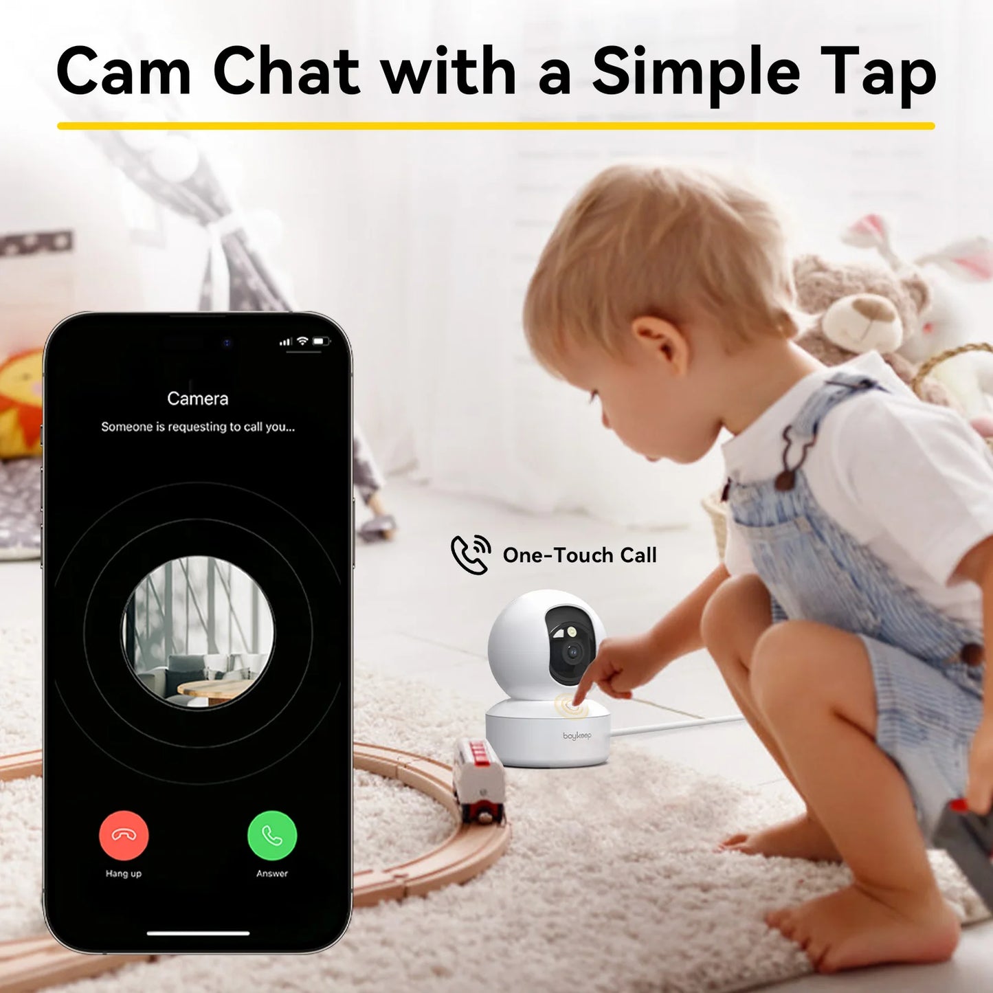 Kamera Boykeep 2K Pet Dog z aplikacją na telefon, kamera wewnętrzna 5G/2,4 GHz WiFi Security Baby, 360° Pan &amp; Tilt, dwukierunkowy dźwięk, noktowizor