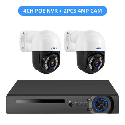 KERUI 4MP 8MP 2K 4K HD Wireless PTZ WIFI IP Security POE Camera System 4CH 8CH POE NVR Two Way Audio Video CCTV Surveillance Kit