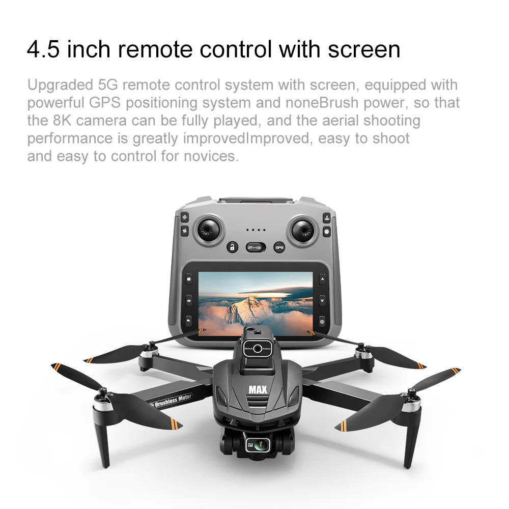 2025 V168 Pro MAX GPS Drone 8K Professional HD Camera 5G WIFI FPV 360° Obstacle Avoidance Brushless Large Screen RC Quadcopter