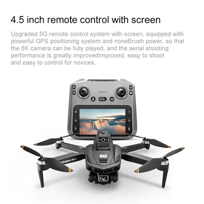 2025 V168 Pro MAX GPS Drone 8K Professional HD Camera 5G WIFI FPV 360° Obstacle Avoidance Brushless Large Screen RC Quadcopter