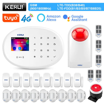 KERUI W204 4G Alarm Kit WIFI GSM Burglar Security Home Alarm System Tuya Smart Control Panel with Home Devices