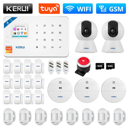 KERUI W181 System alarmowy WIFI GSM Tuya Smart APP Wsparcie Alexa Alarm bezpieczeństwa domowego Czujnik ruchu Czujnik okna i drzwi Przewodowa syrena