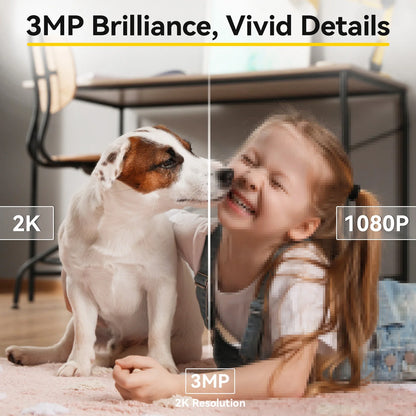 Boykeep 2K Pet Dog Camera with Phone App, 5G/2.4GHz WiFi Indoor Security Baby Camera, 360° Pan & Tilt, 2-Way Audio, Night Vision