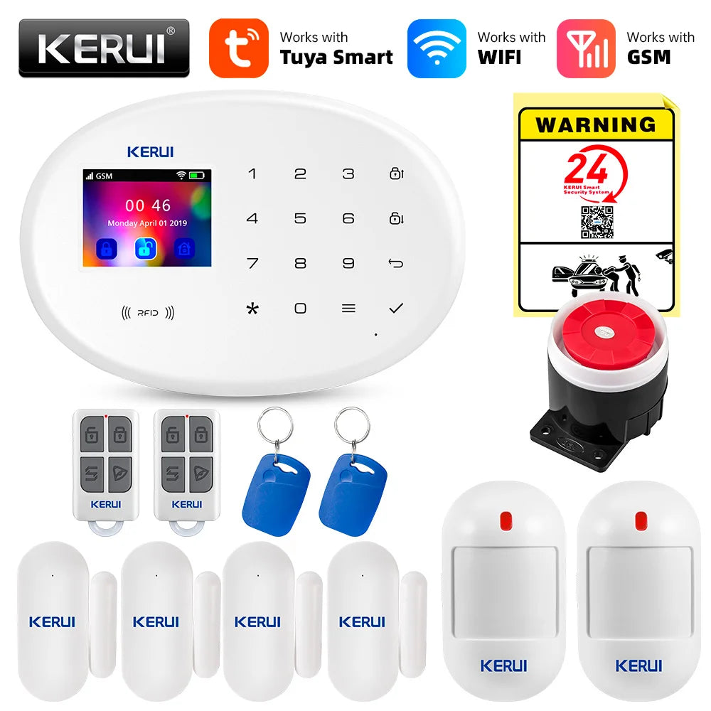 KERUI Alarm System For Home Burglar Security 433MHz WiFi GSM Alarm Wireless Tuya Smart House App Control Motion Detector Sensor