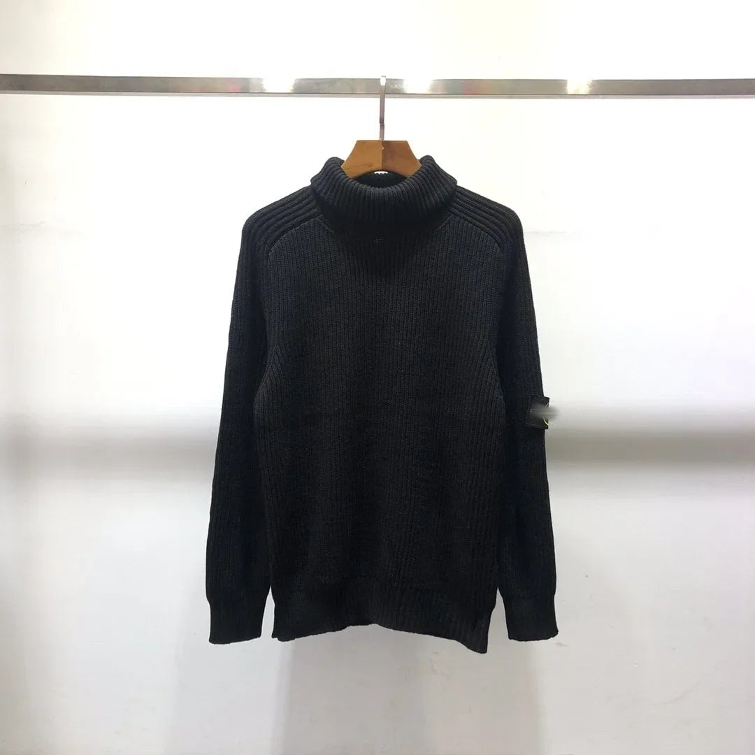 Basic Polo/Turtle Neck Knit Sweater Loose Fit Wide Range Of Sizes Multicolor Options For Men And Women High Street Style