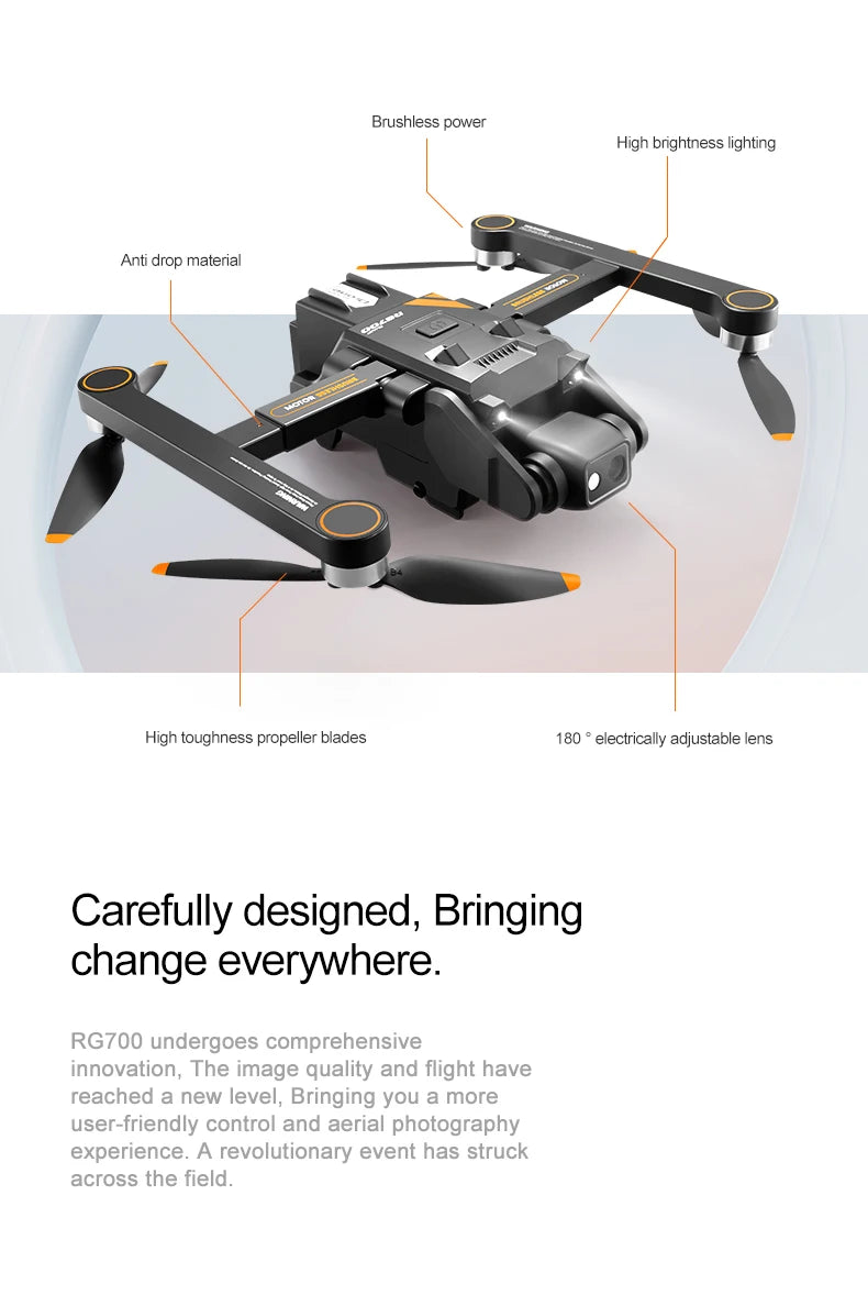 RG700 GPS Drone 8K Professional HD Dual Camera 5G Wifi Omijanie przeszkód Bezszczotkowy składany quadrocopter RC Odległość 2KM Drony