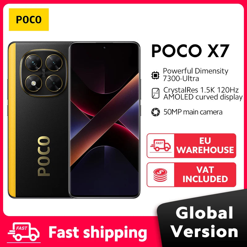 Nowy smartfon POCO X7 w wersji globalnej Dimensity 7300-Ultra 6,67" 1,5K 120Hz AMOLED Display 5110mAh 45W Charge 5G NFC