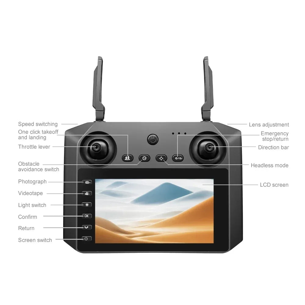 Large screenK22 Pro Max Drone with Dual Camera Professional Brushless Motor Optical FlowObstacle Avoidance Folding Quadcopter 8K