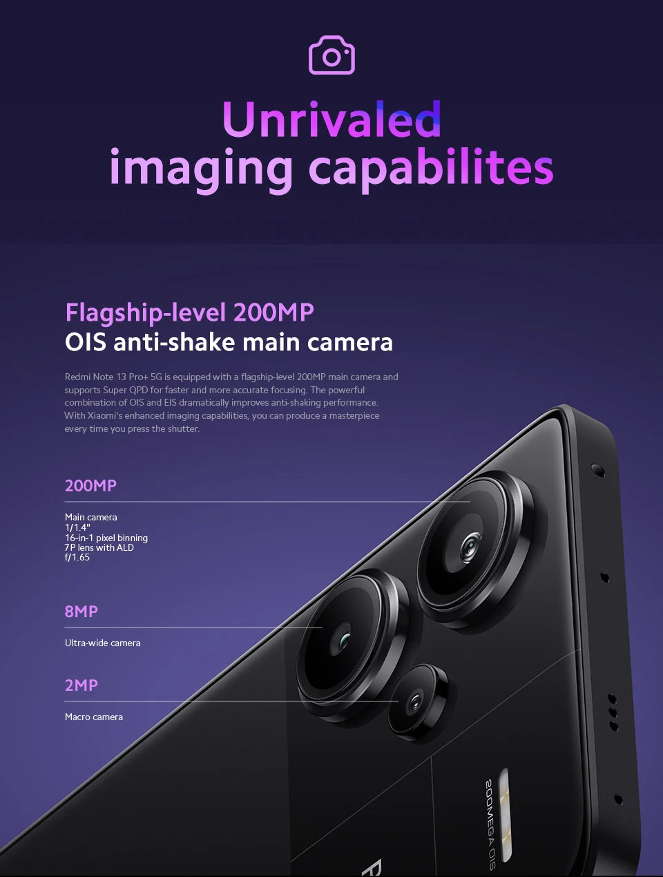 [Wersja globalna] Nowy smartfon Xiaomi Redmi Note 13 Pro Plus 5G 120 W HyperCharge MediaTek Dimensity 7200-Ultra 200 MP OIS Camera