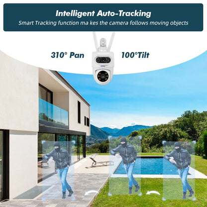 KERUI Outdoor 10MP 5K HD Dual Lens WiFi IP Camera Tuya Smart PTZ Bezprzewodowa ochrona domu CCTV Nadzór wideo Wykrywanie ludzi