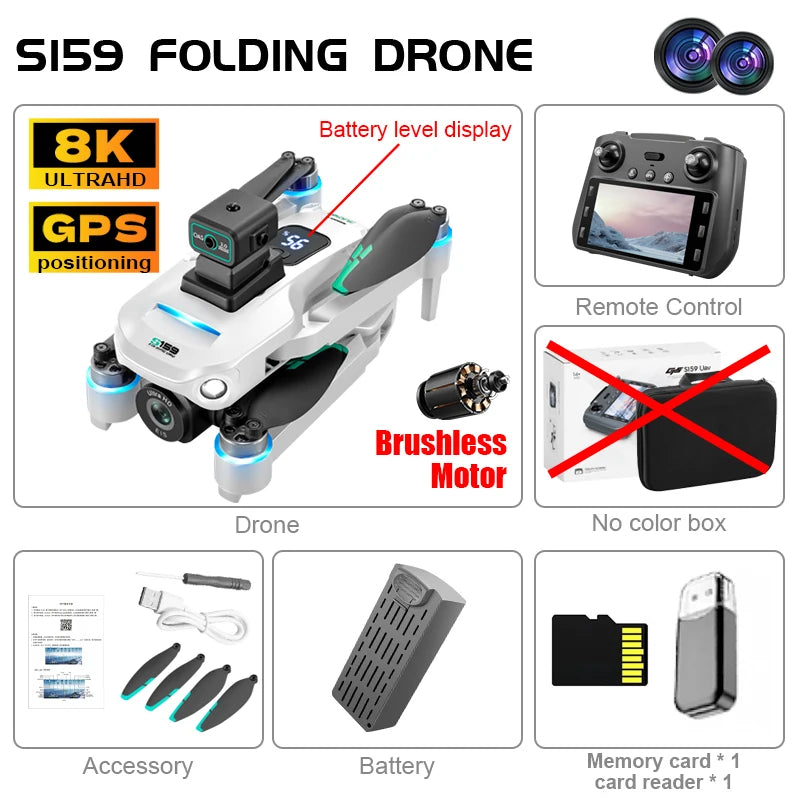 2024 New S159 Drone Professional 8k Camera Four-Axis Aerial Photography with Screen Remote Control 5G WIFI GPS FPV Dron RC 5000M