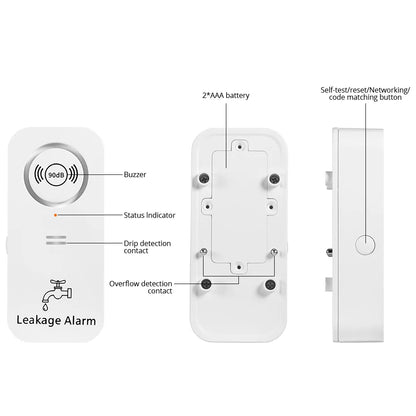 Detektor wycieku wody KERUI 90db Bezprzewodowy czujnik wody współpracujący z systemem alarmowym KERUI Monitorowanie alertów o wyciekach Wyciek i kapanie
