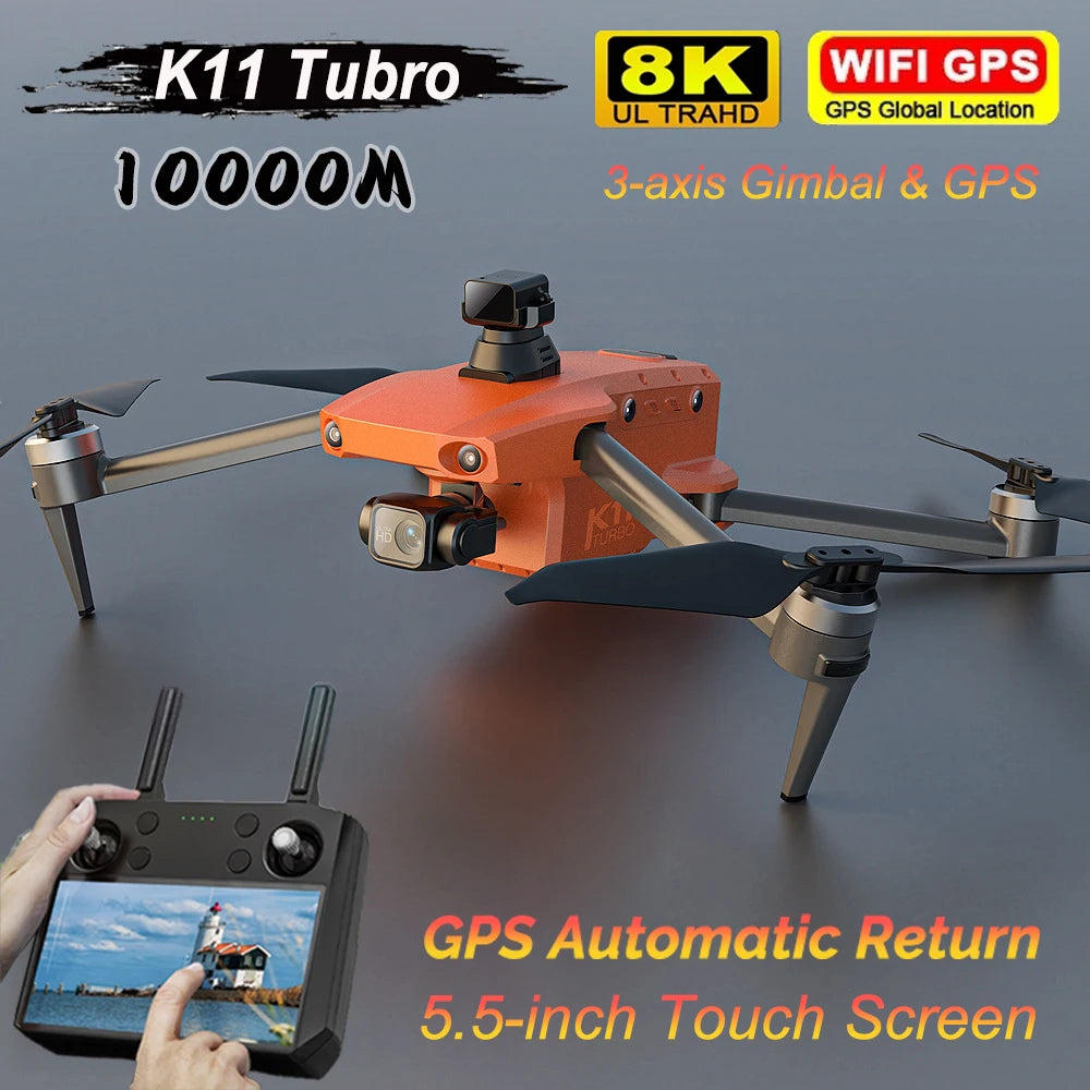 K11 Tubro GPS Drone 8K Camera 360° Laser Obstacle Avoidance 3-axis Gimbal Anti-Shake Camera 5G Digital Image Transmission Drone