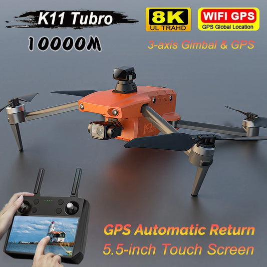 Dron GPS K11 Tubro 8K Kamera 360° Laserowe unikanie przeszkód 3-osiowy gimbal Kamera antywstrząsowa 5G Cyfrowa transmisja obrazu Dron