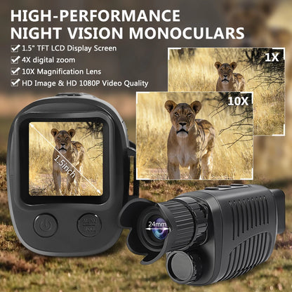 Monocular Night Vision Device 1080P HD Infrared Camera 5X Digital Light Zoom Hunting Telescope Outdoor Search Full Darkness 300m