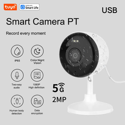 Kamera Tuya Smart 1080p Wi-Fi Smart Home Security 2MP, HD, alerty aplikacji w czasie rzeczywistym, dźwięk dwukierunkowy, z funkcją śledzenia ruchu dla dzieci i zwierząt domowych