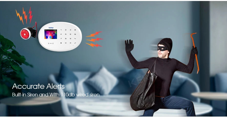 KERUI W202 WIFI GSM Alarm System Kit Security Protection Tuya Smart APP Support Alexa z czujnikiem ruchu Detektor Sprzęt AGD