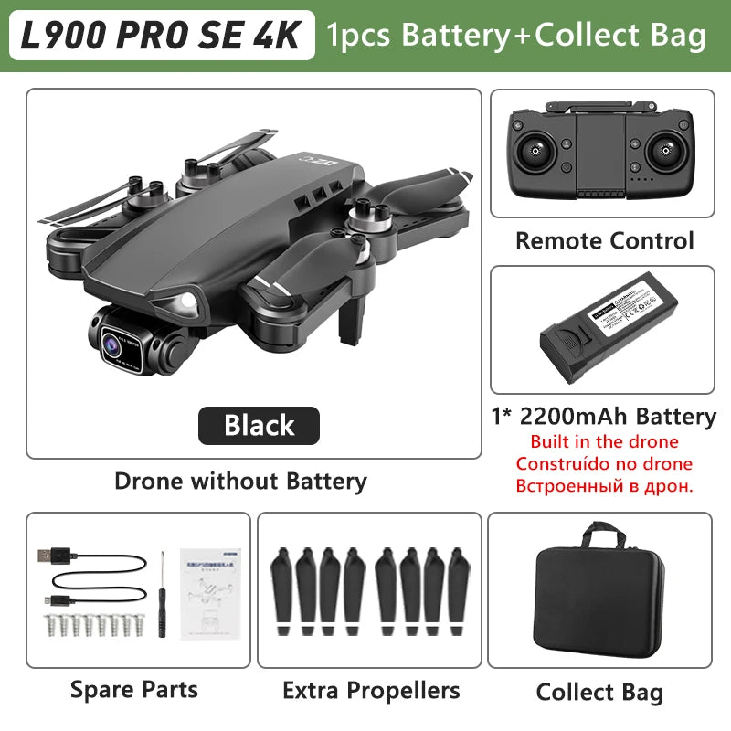 L900 PRO SE Drone 4K Professional GPS 5G WIFI Brushless Motor Dual Camera Dron Fodable RC Quadcopter FPV Helicopter L900 SE MAX