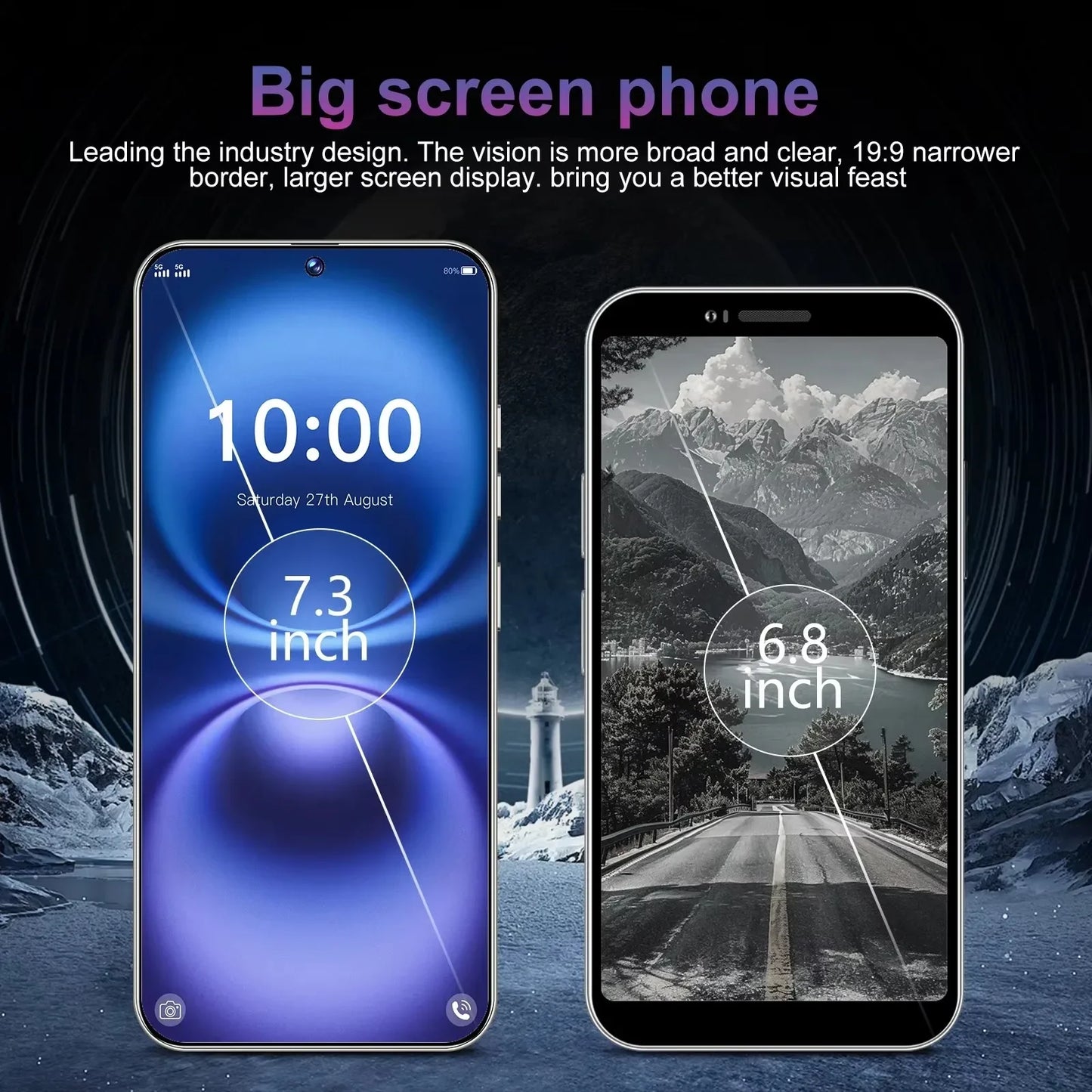 2025 M6 Pro New Smartphone 5G 7.3-inch High-definition Android 14 Snapdragon 8gen3 5G Dual SIM 8000mAh Unlocking Mobile Phone