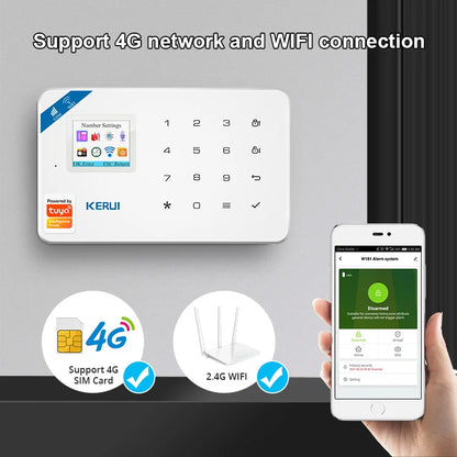 KERUI W184 4G/WIFI Alarm for Home Wireless Residential Alarms Tuya Smart Alarm System Control Kit Work with Alexa Google Home