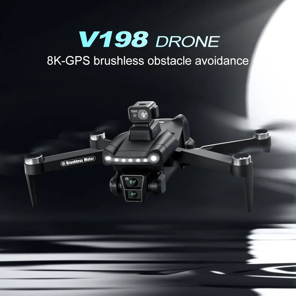 Dron GPS V198 dla Xiaomi z profesjonalną kamerą HD 8k 5G WiFi Omijanie przeszkód Optyczny przepływ Bezszczotkowy składany quadrocopter