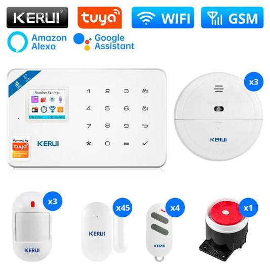 KERUI W181 System alarmowy WiFi GSM Alarm Tuya Smart APP z czujnikiem PIR Czujnik drzwi do ochrony domu Wsparcie Alexa