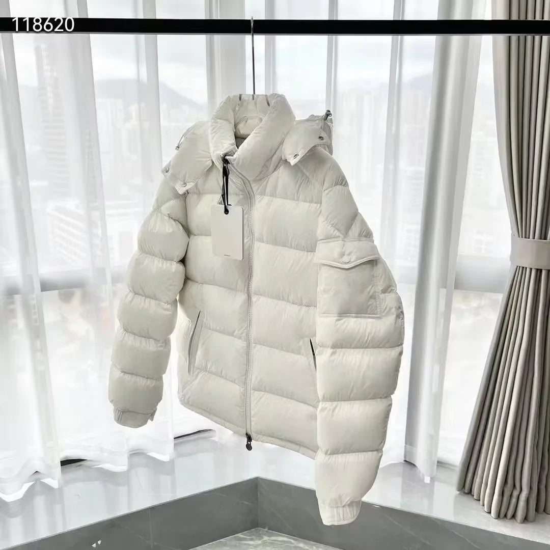 Mężczyźni Kobiety Błyszczące Puchowe Jacks Hooled Okazjonalne Kacze Puchowe Płaszcze Wysokiej Jakości Męskie Outdoor Safe Moncler Maya Ciepłe Kurtki