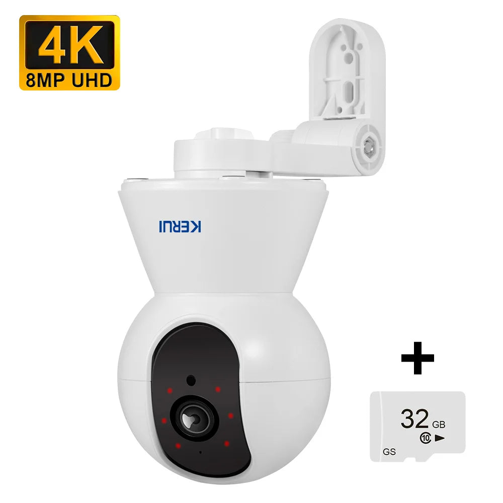 KERUI Indoor 4K HD Tuya Smart WiFi IP Camera Wireless 5MP 8MP Home Security CCTV Surveillance Camera with Side-mounted Brackets