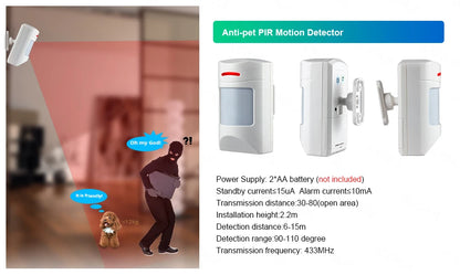 KERUI Home Security Protection W202 WIFI GSM System alarmowy Kit Tuya Smart z czujnikiem ruchu Czujnik otwarcia drzwi Obsługa Alexa