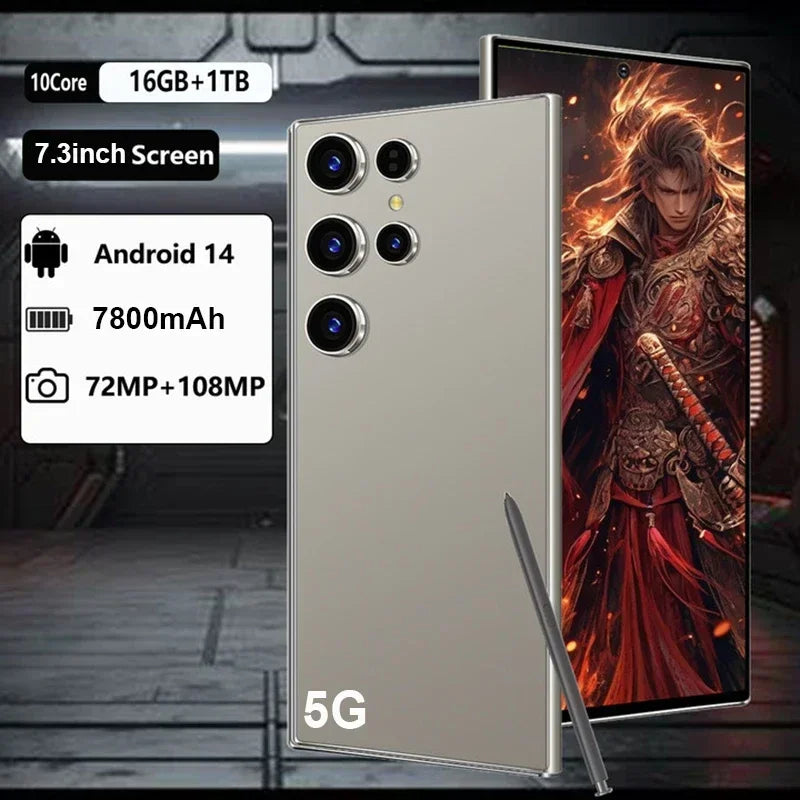 2025 New Original Global Version Mobile phone S24 Ultra smartphone 5g 7.3inch HD 16G+1T 7800mAh Face unlocked 108MP Camera