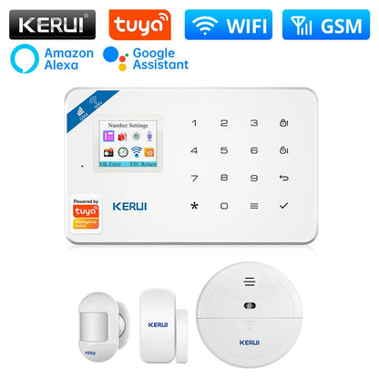 KERUI W181 Alarm System for Home WIFI GSM Alarm Support Alexa Tuya Smart Motion Sensor Door Sensor Detector Siren RFID