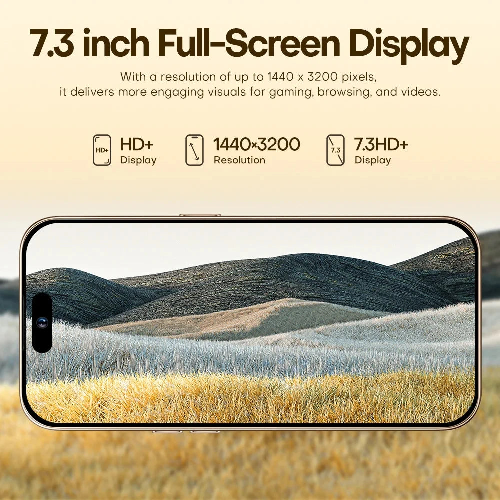 Brand New Original 16GB+1TB For Smartphone 7.3 inch i16 Max Full Screen 4G 5G Cell Phone 8000mAh Mobile Phones Global Version