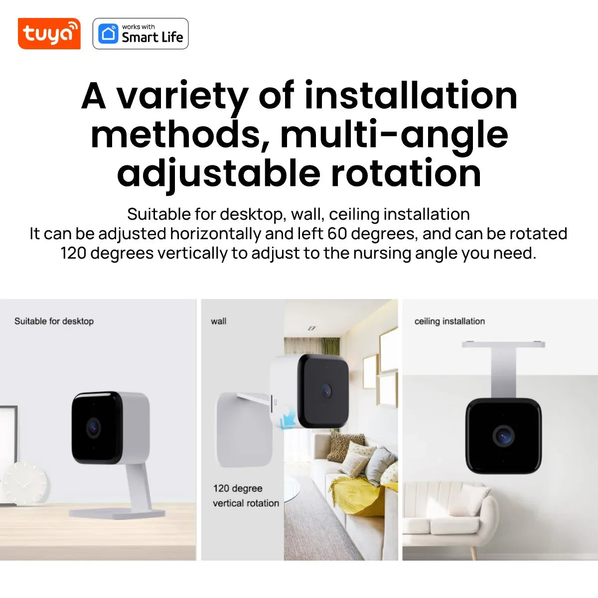 Tuya Smart 1080p Wi-Fi Smart Home Security Camera 2MP, HD,Real-time APP Alerts, 2-Way Audio, with Motion Tracking for Baby & Pet